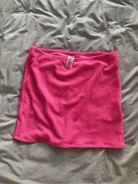 Good American Hot Pink Knit Swim Coverup Mini Skirt